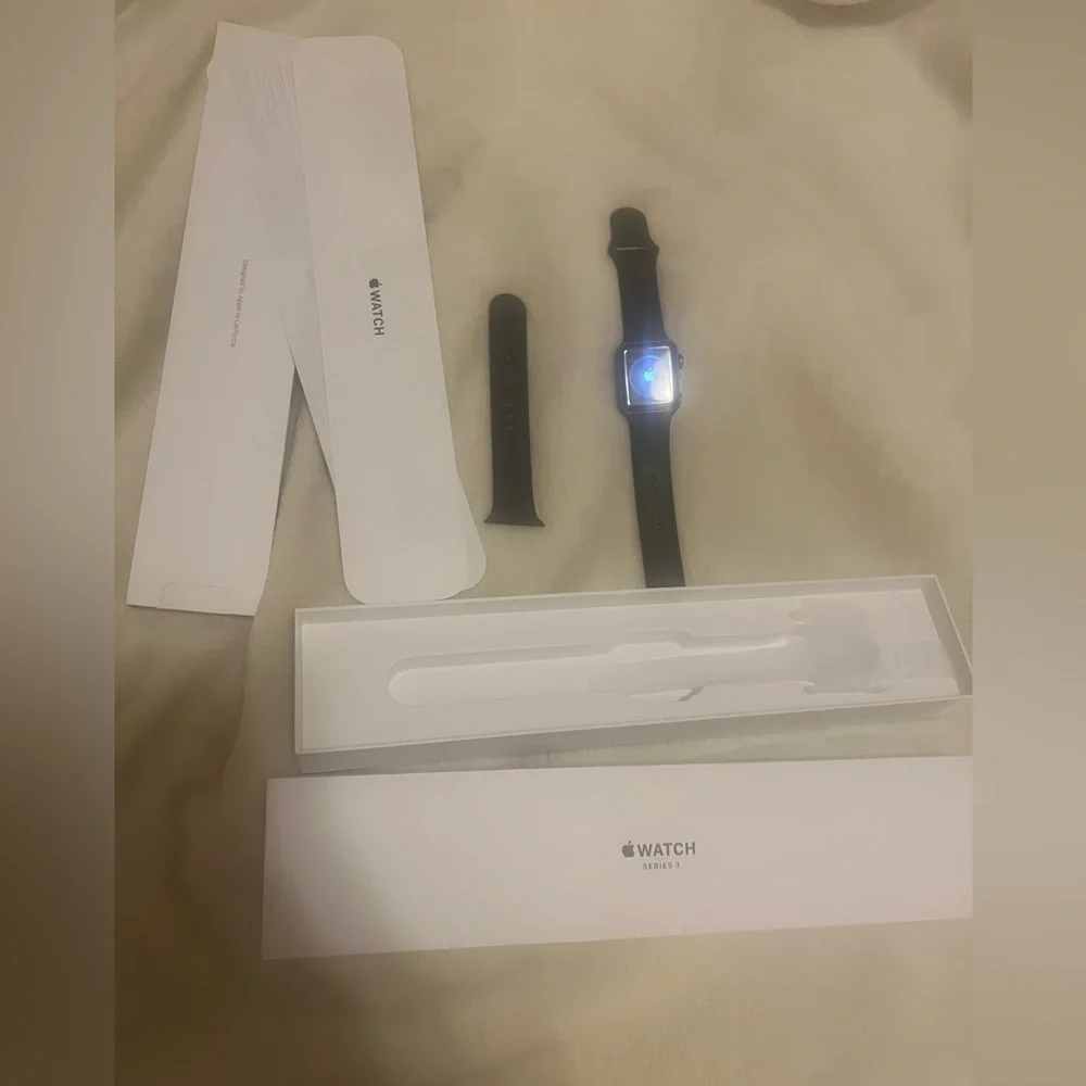 Apple Watch Series 3 38mm Smart watch w/Space Gray Aluminum Case & Black Band